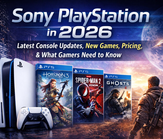 Sony PlayStation console and controller displayed with new 2026 video game titles and highlights about pricing, updates, and subscription plans for gamers