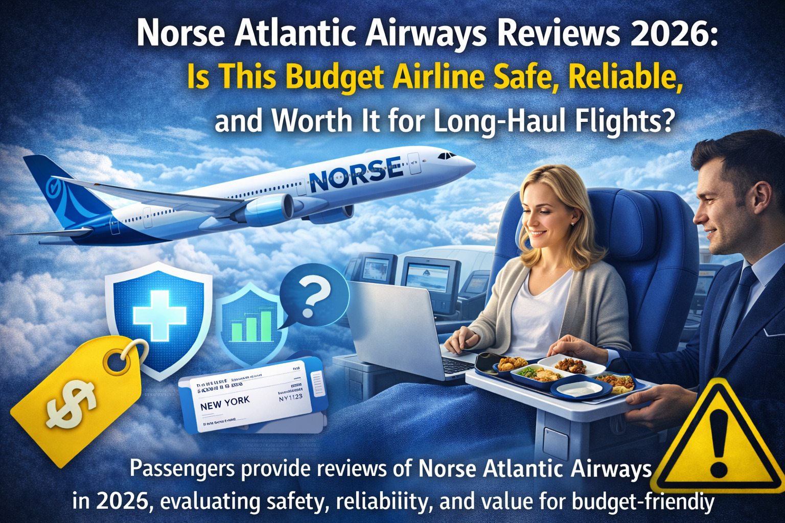 Norse Atlantic Airways review 2026 showing passengers in economy cabin evaluating safety reliability and value for long haul budget airline flights