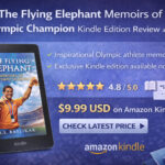The Flying Elephant Memoirs of an Olympic Champion Kindle edition review and price displayed on Kindle e-reader with book cover and rating