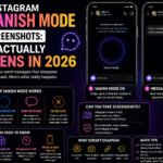 Infographic explaining Instagram Vanish Mode screenshots, how disappearing messages work, and what happens in 2026