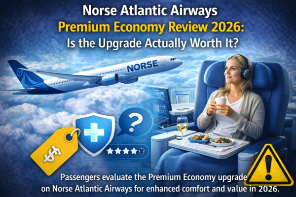 Norse Atlantic Airways Premium Economy cabin showing comfortable seats and passenger experience during long haul flight review in 2026