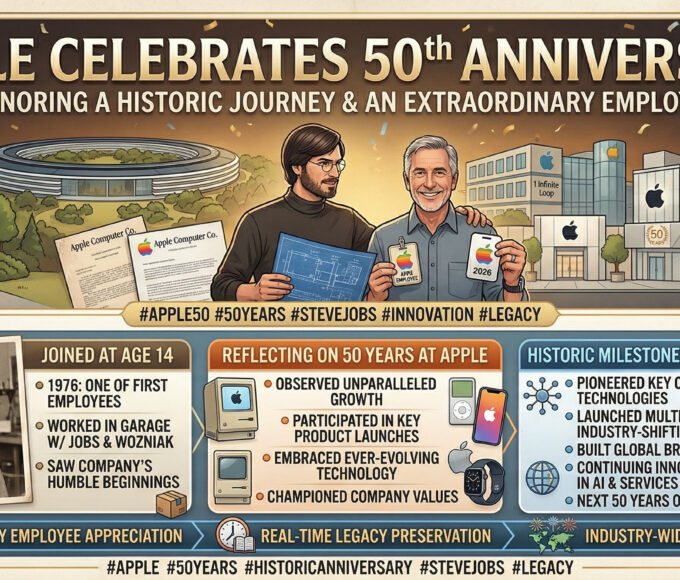 Apple Employee Who Joined at Age 14 Reflects on 50 Years at Apple as the Company Celebrates Its Historic Anniversary (steve jobs)
